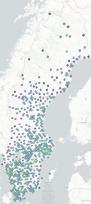 Map of Sweden's anticipated demand for both charging infrastructure and the necessary power